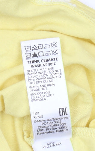 Marks and Spencer Women's Yellow Floral T-Shirt, Size 14