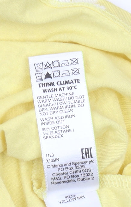 Marks and Spencer Women's Yellow Floral T-Shirt, Size 14