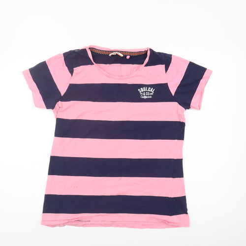 SoulCal & Co Women's Pink Blue Striped T-Shirt Size 18
