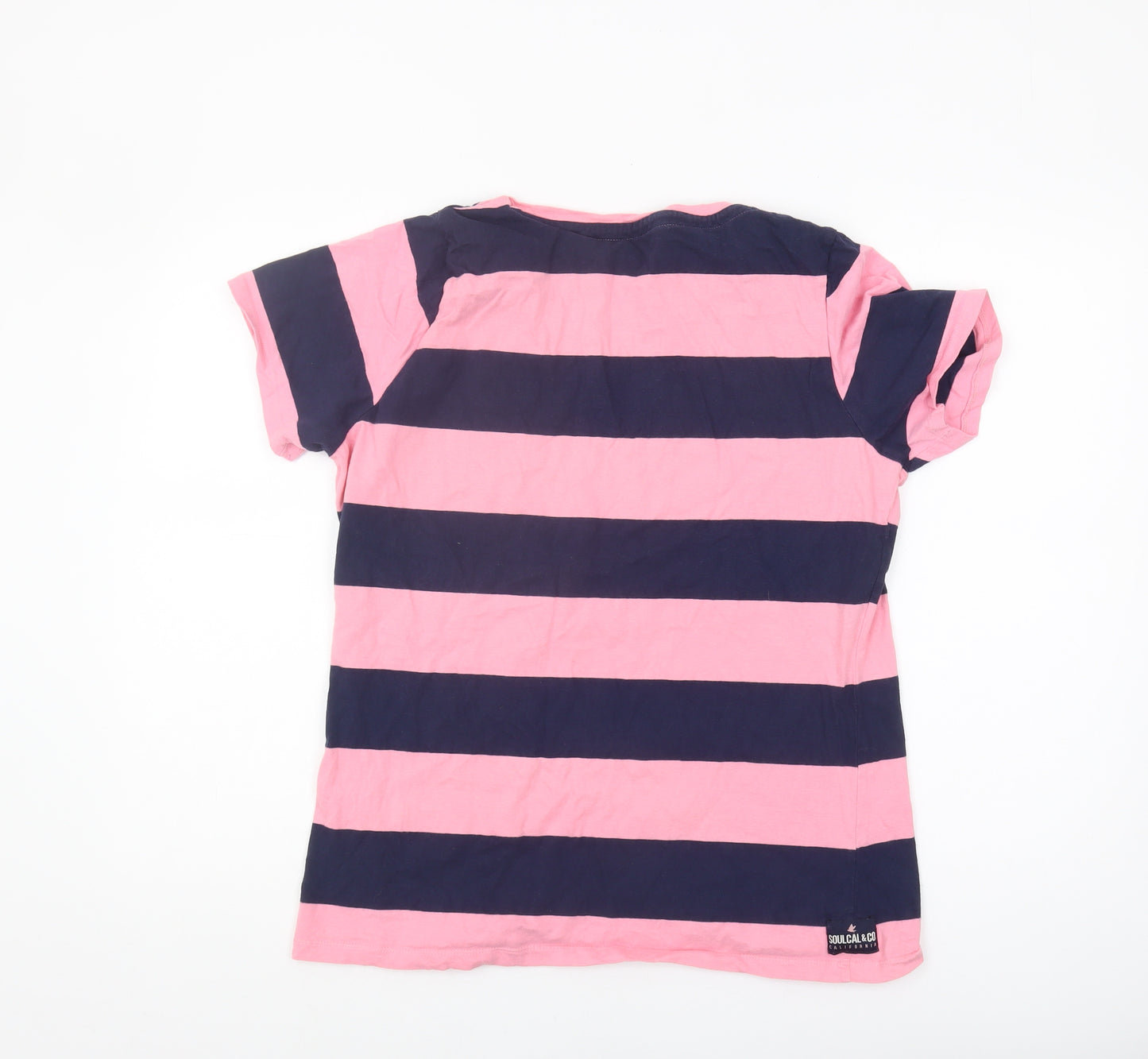 SoulCal & Co Women's Pink Blue Striped T-Shirt Size 18
