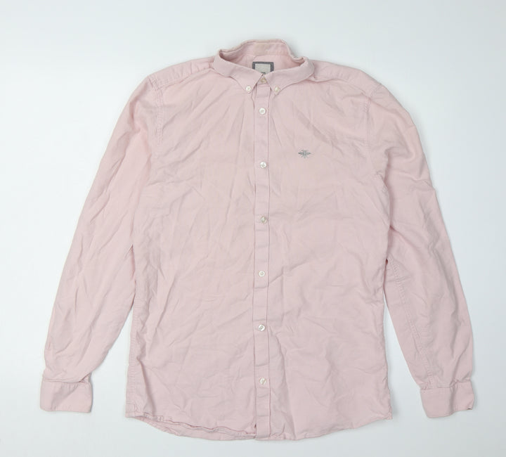 River Island Men's Pink Button-Up Shirt, Medium