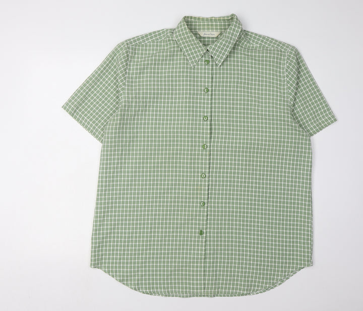 Joie de Vivre Women's Green Check Button-Up Shirt Size 18
