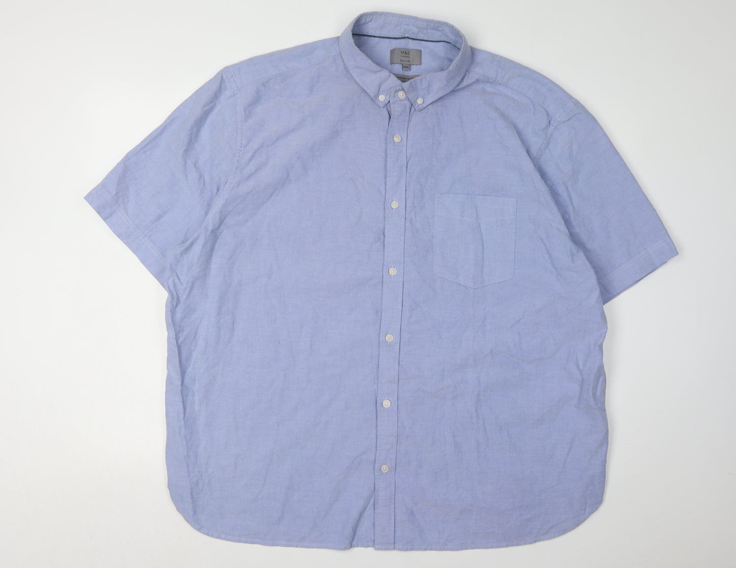 Marks & Spencer Men’s Blue 3XL Cotton Button-Up Shirt