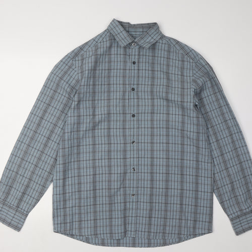 Marks and Spencer Men's Green Plaid Casual Shirt M