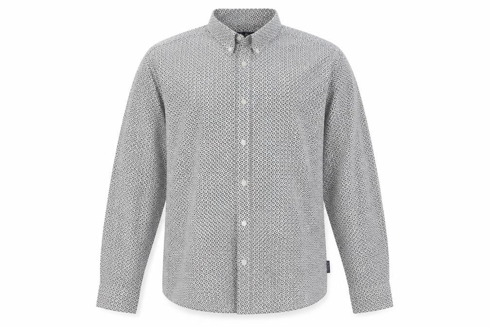 Ben Sherman Men's Ivory Geometric Long Sleeve Shirt - L