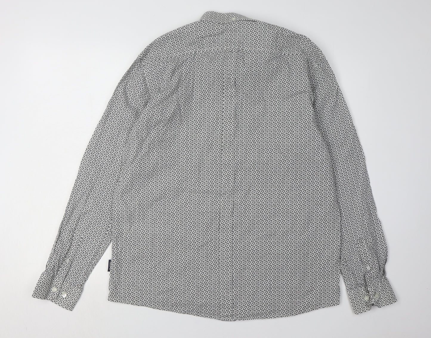 Ben Sherman Men's Ivory Geometric Long Sleeve Shirt - L