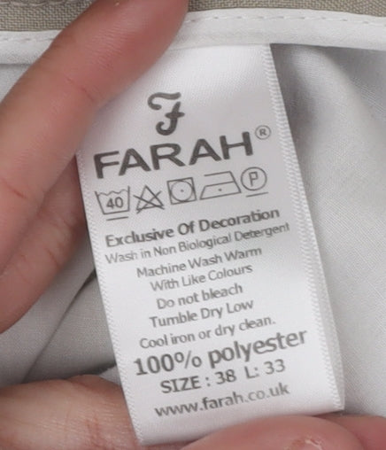 Farah Men's Beige Trousers, Size L, Straight Leg