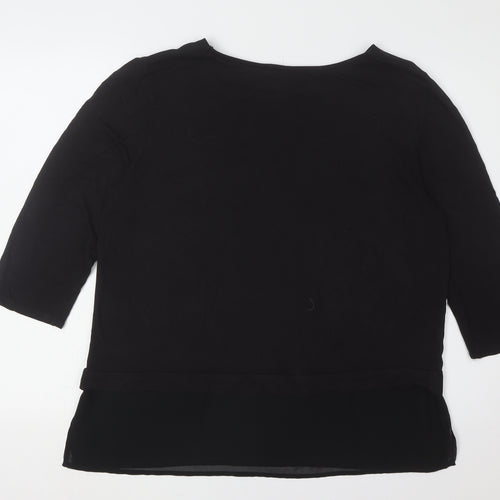 Daniel Hechter Women's Black Blouse, Size 16, 3/4 Sleeves