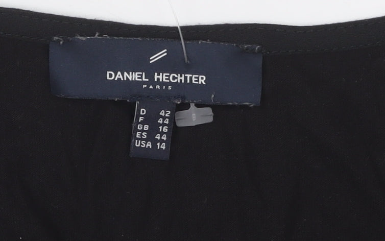 Daniel Hechter Women's Black Blouse, Size 16, 3/4 Sleeves