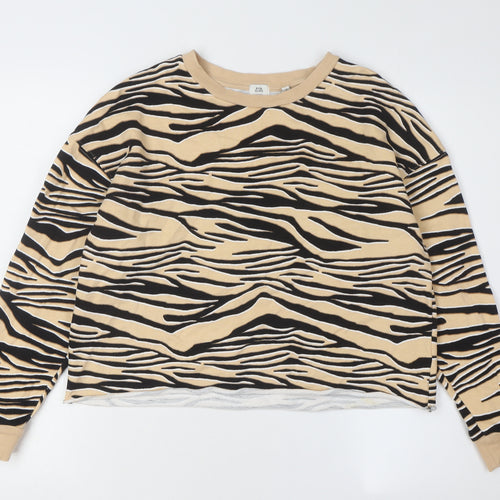 River Island Women's Beige Animal Print Sweatshirt 2XS