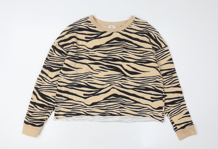 River Island Women's Beige Animal Print Sweatshirt 2XS