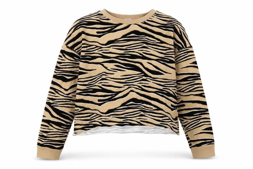 Front view of River Island Women's Beige Animal Print Sweatshirt 2XS
