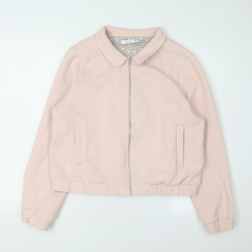 LAREDOUTE Women's Pink Collared Zip Sweatshirt Size 14