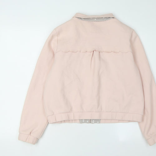 LAREDOUTE Women's Pink Collared Zip Sweatshirt Size 14