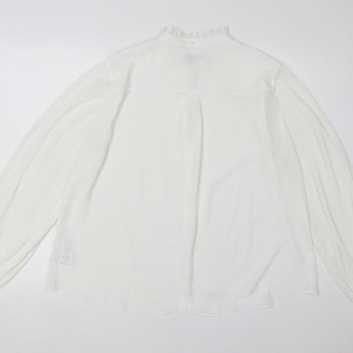 Hobbs Women's White Blouse, UK 18, Workwear, Ruffle Accent