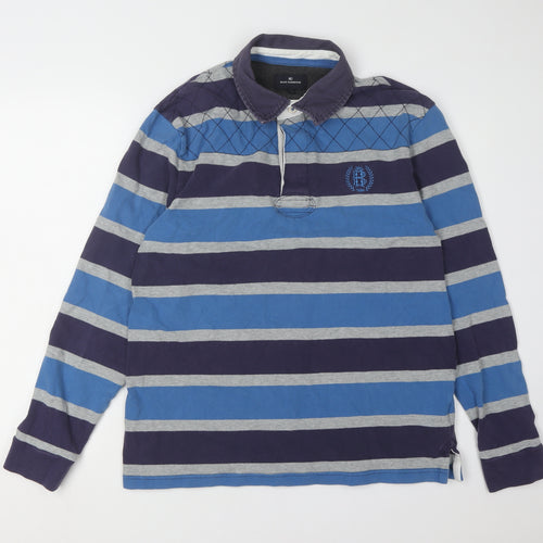Marks and Spencer Men's Blue Striped Polo M
