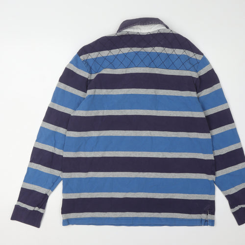 Marks and Spencer Men's Blue Striped Polo M