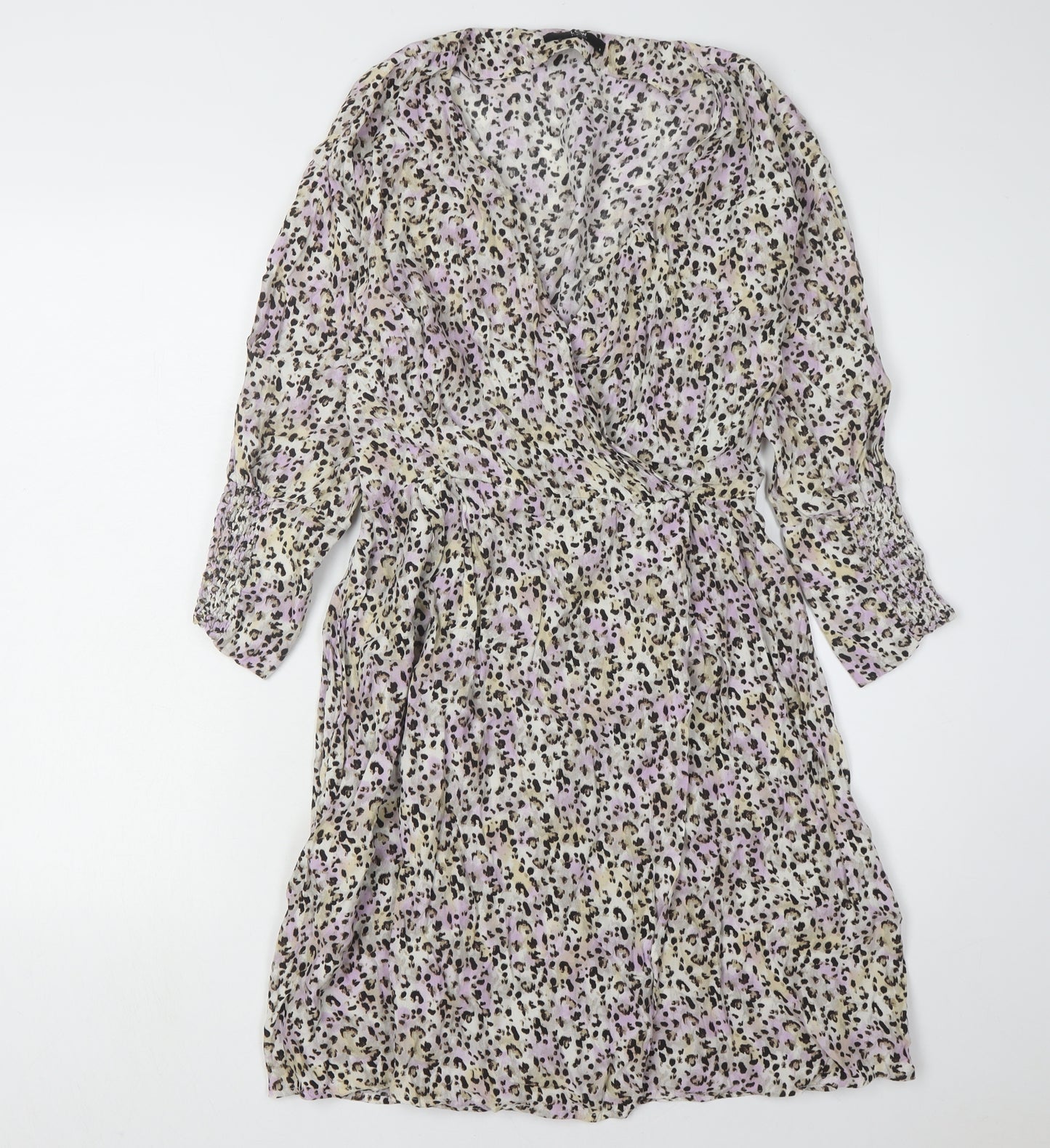 LCW Vision Women's Animal Print Wrap Dress M