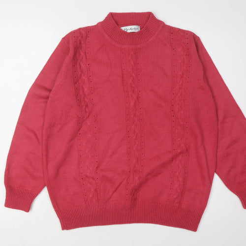 Berkertex Women's Red Cable-Knit Pullover Jumper Size 10/12