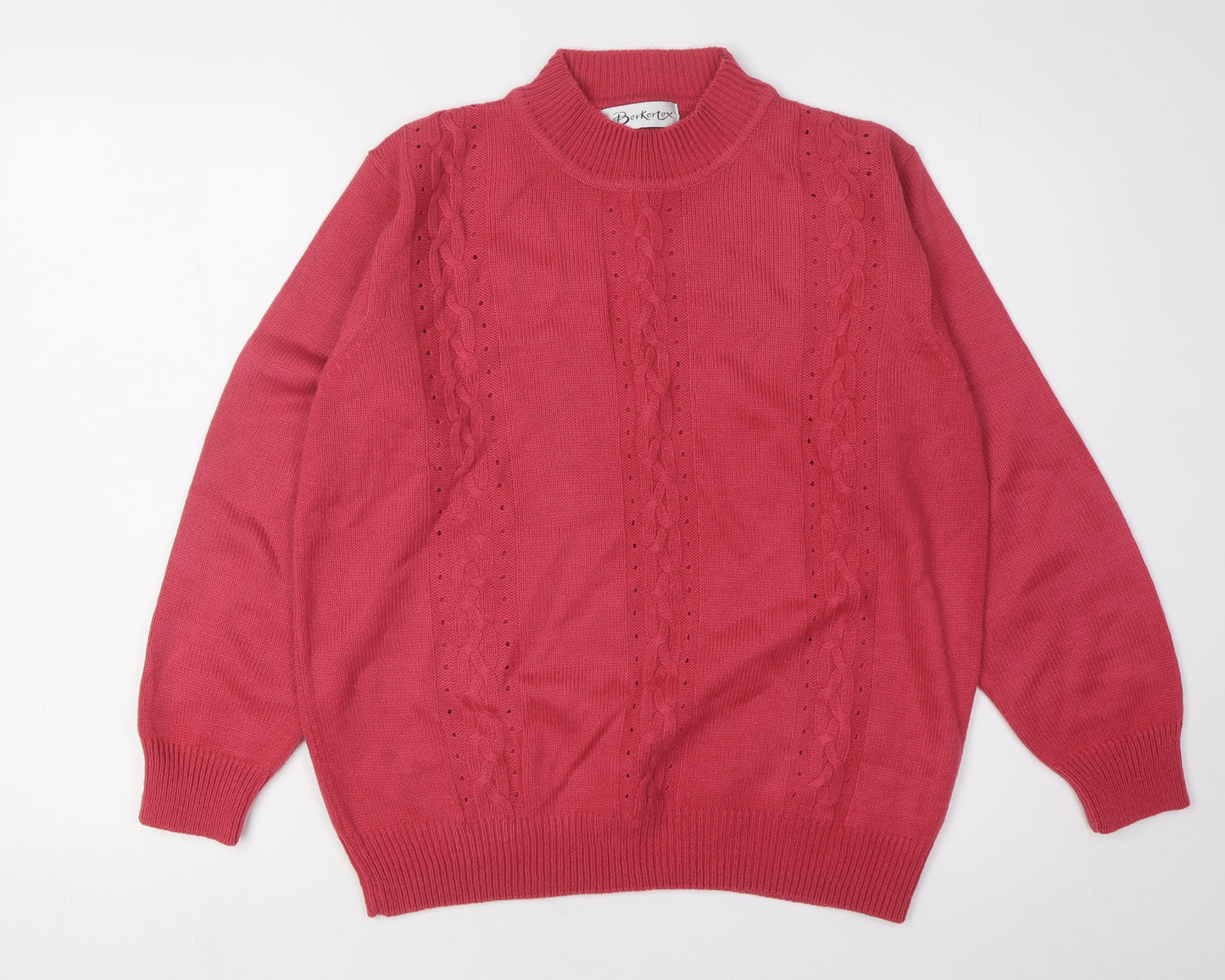 Berkertex Women's Red Cable-Knit Pullover Jumper Size 10/12