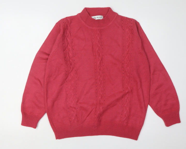 Berkertex Women's Red Cable-Knit Pullover Jumper Size 10/12