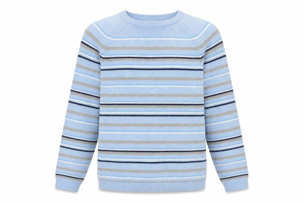 Front view of Berkertx Women’s Blue Striped Jumper, size UK 10-12