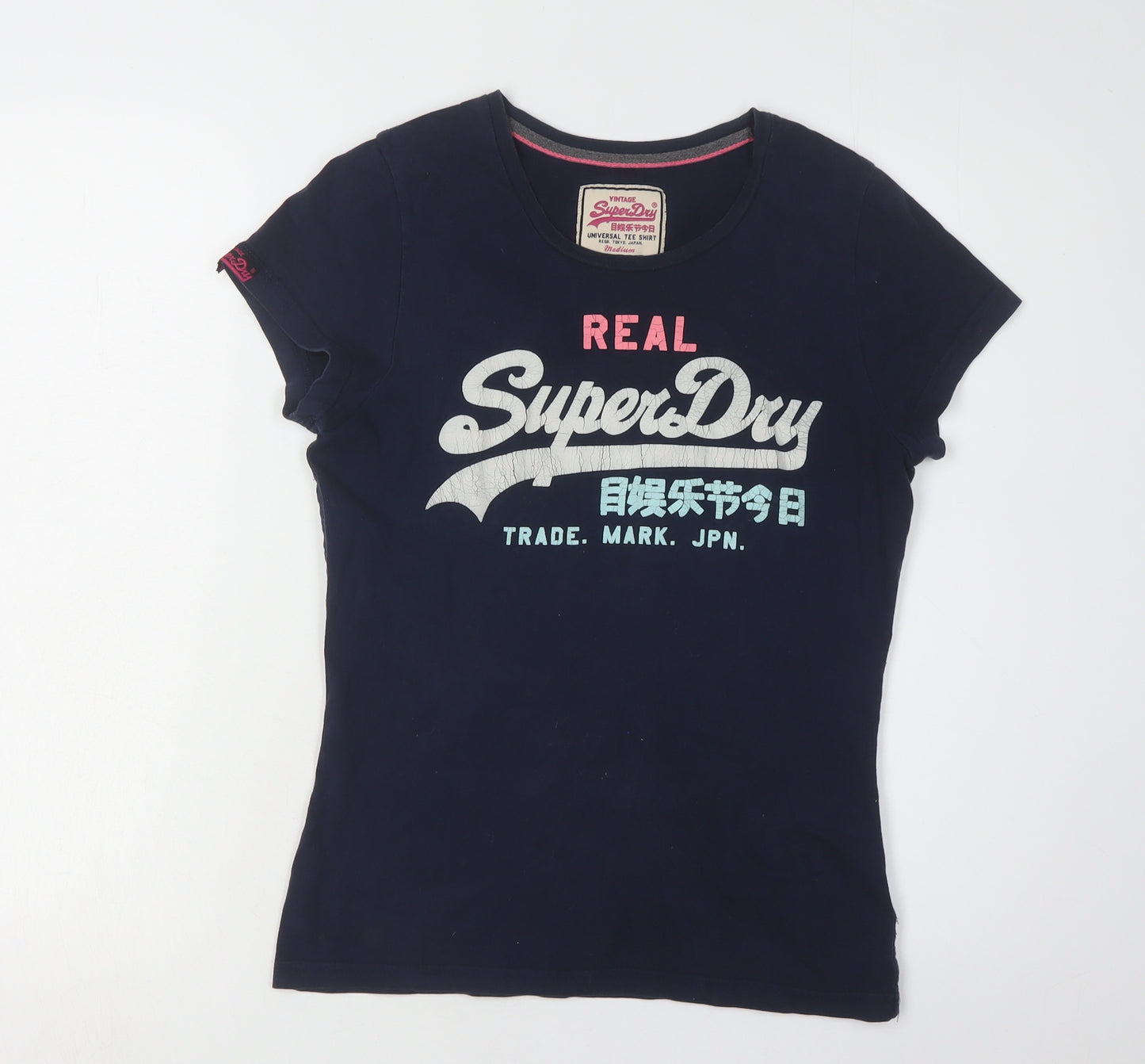 Superdry Women's Blue T-Shirt, Medium, Cotton, Casual