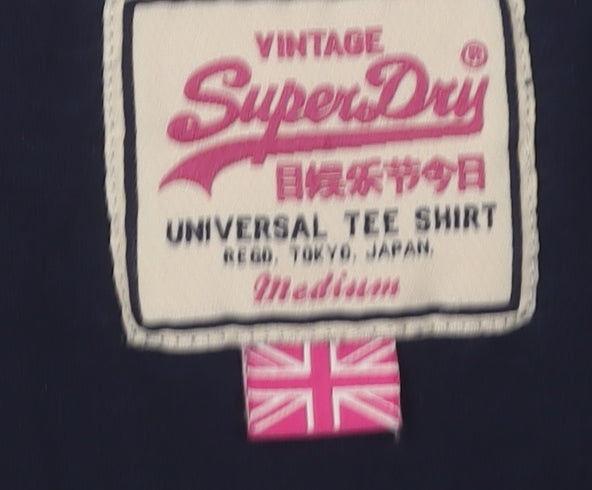 Superdry Women's Blue T-Shirt, Medium, Cotton, Casual