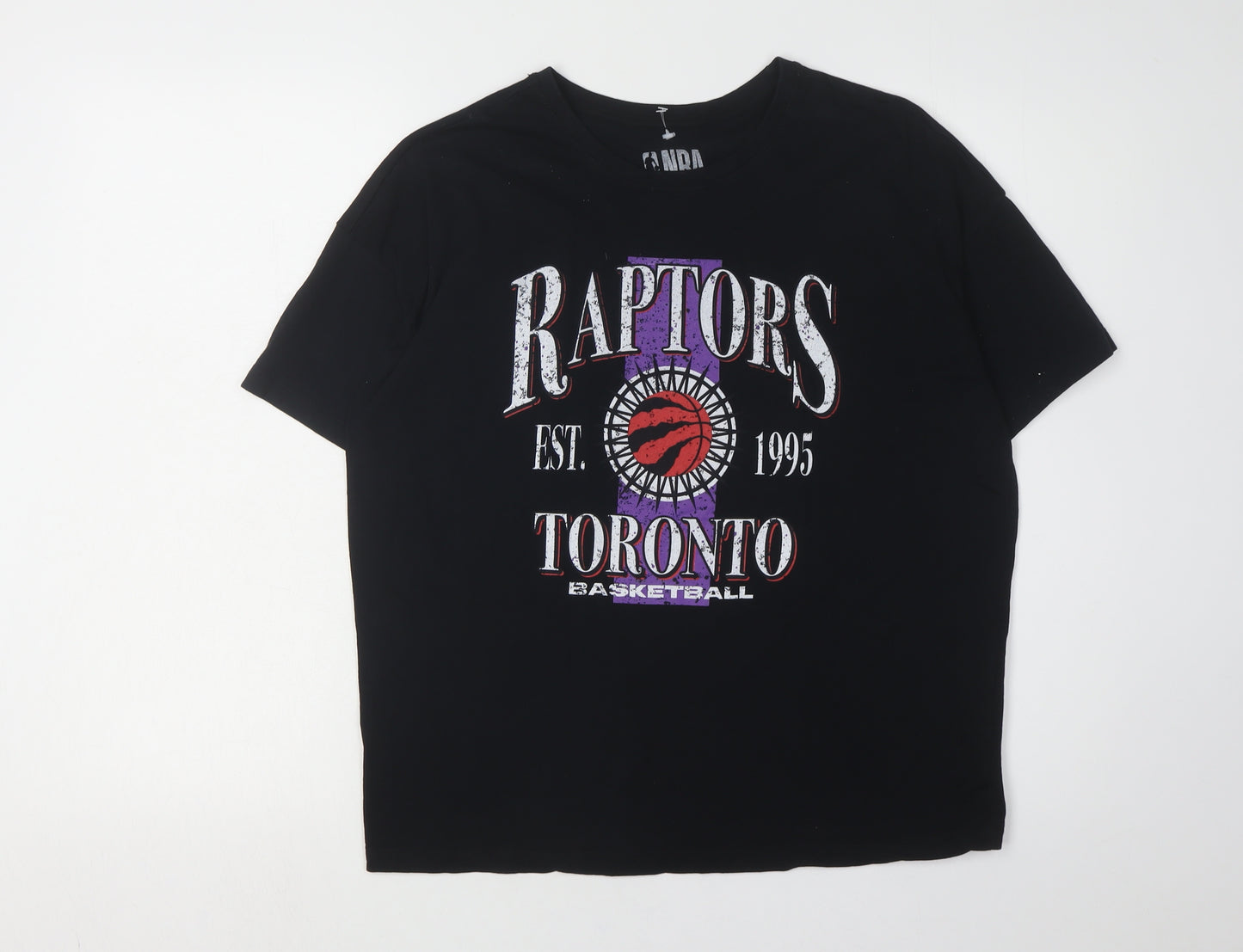 NBA Unisex Black Raptors T-Shirt, Size S, Short Sleeve