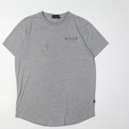 Nicce Men's Grey M Crew Neck Logo T-Shirt