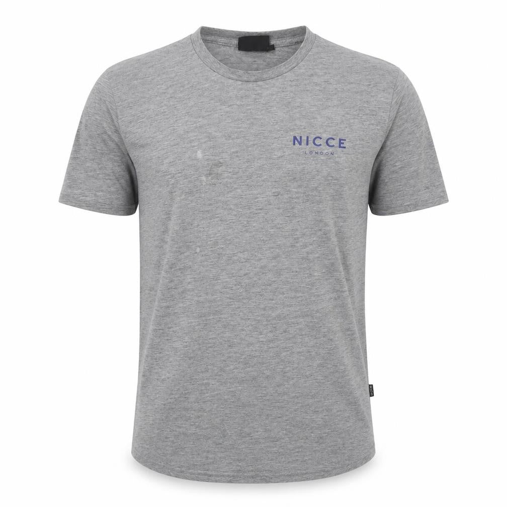Front view of NICCE Men's Grey M Crew Neck Logo T-Shirt