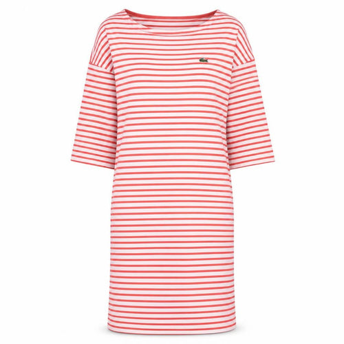 Lacoste L!VE Women's Red Stripe T-Shirt Dress M