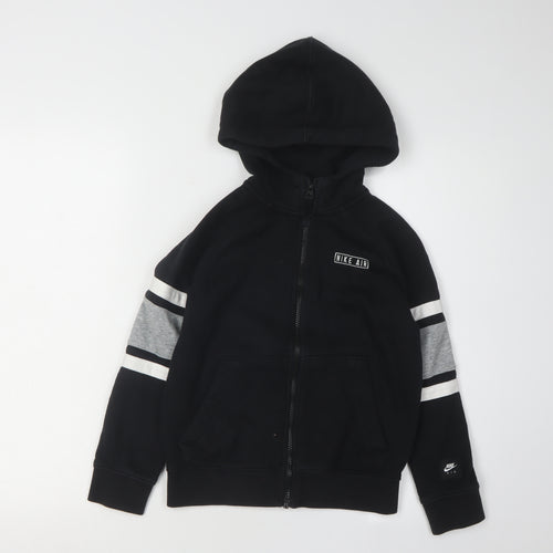 Nike Boys Black Full Zip Hoodie Size S with Logo Accents