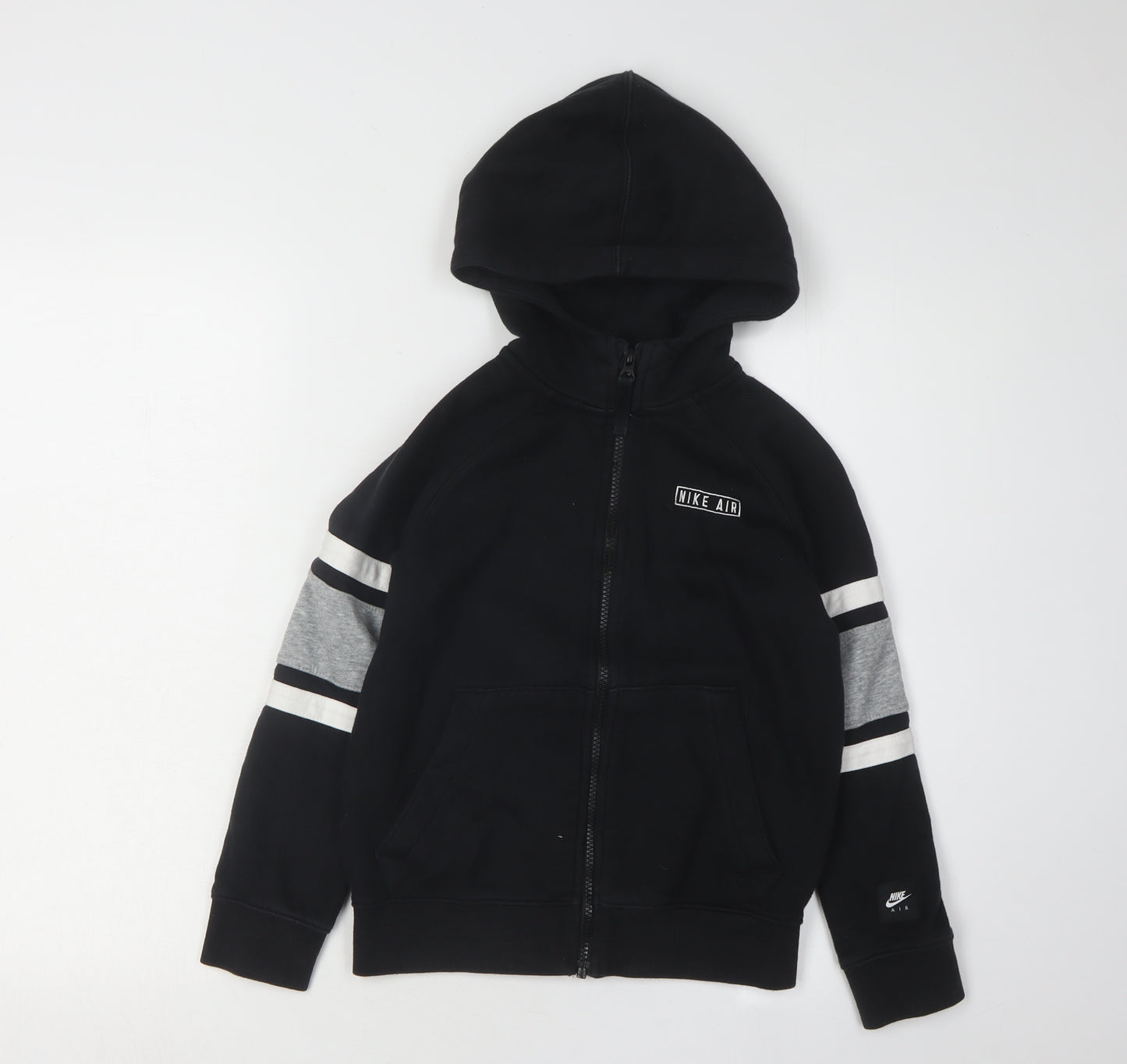 Nike Boys Black Full Zip Hoodie Size S with Logo Accents