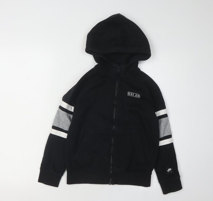 Nike Boys Black Full Zip Hoodie Size S with Logo Accents