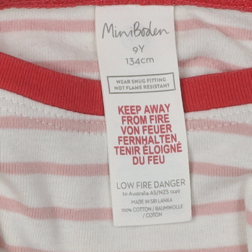 MiniBoden Girls Pink Striped Long Sleeve T-Shirt 9Y