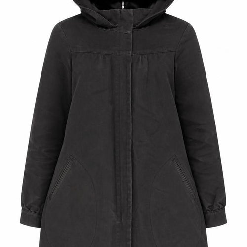 Comptoir Des Cotonniers Women's Black Hooded Coat Size 8