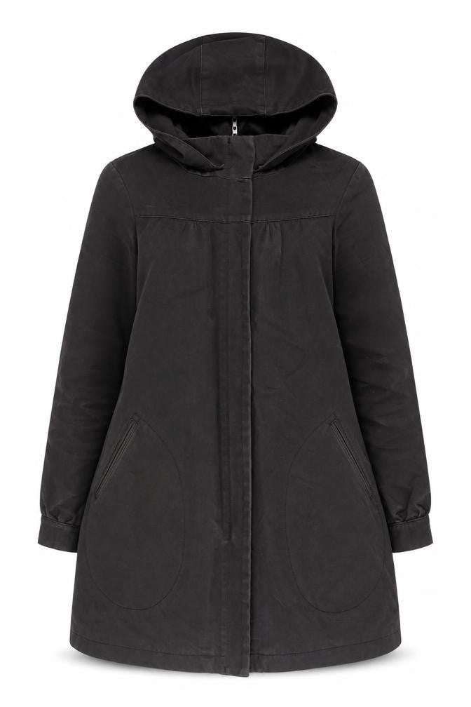 Comptoir Des Cotonniers Women's Black Hooded Coat Size 8