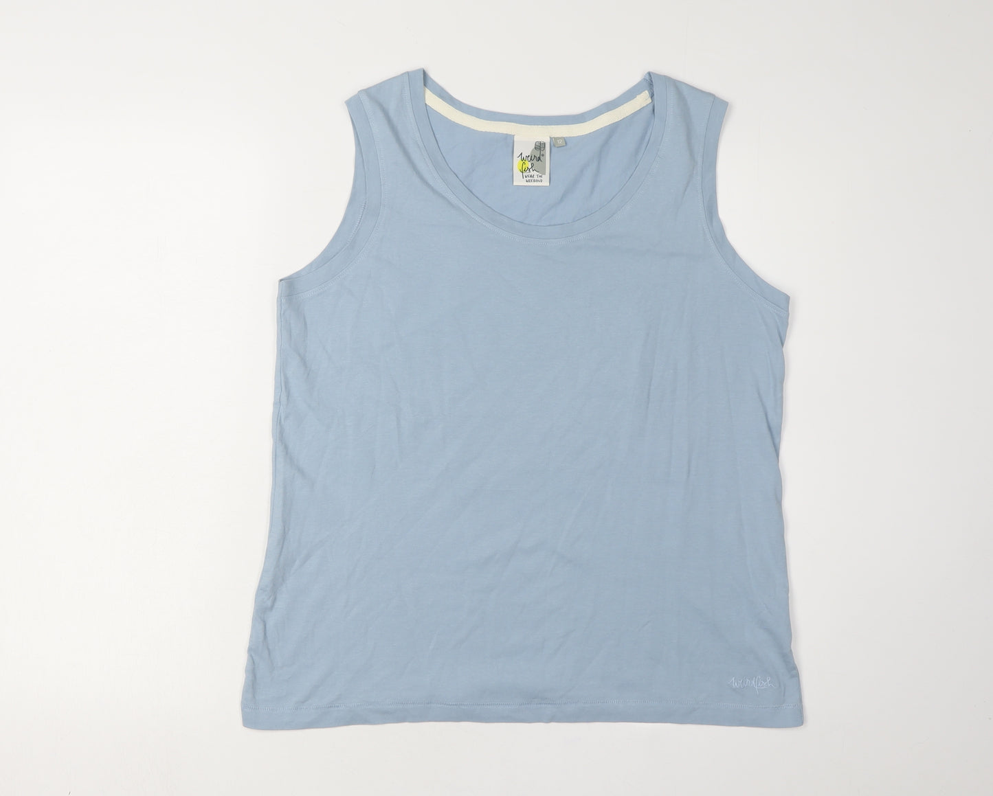 Weird Fish Women's Blue Cotton Tank Top, Size 12