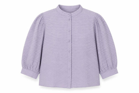 Front view of Jacqueline de Yong Purple Women's Button-Up, size 6