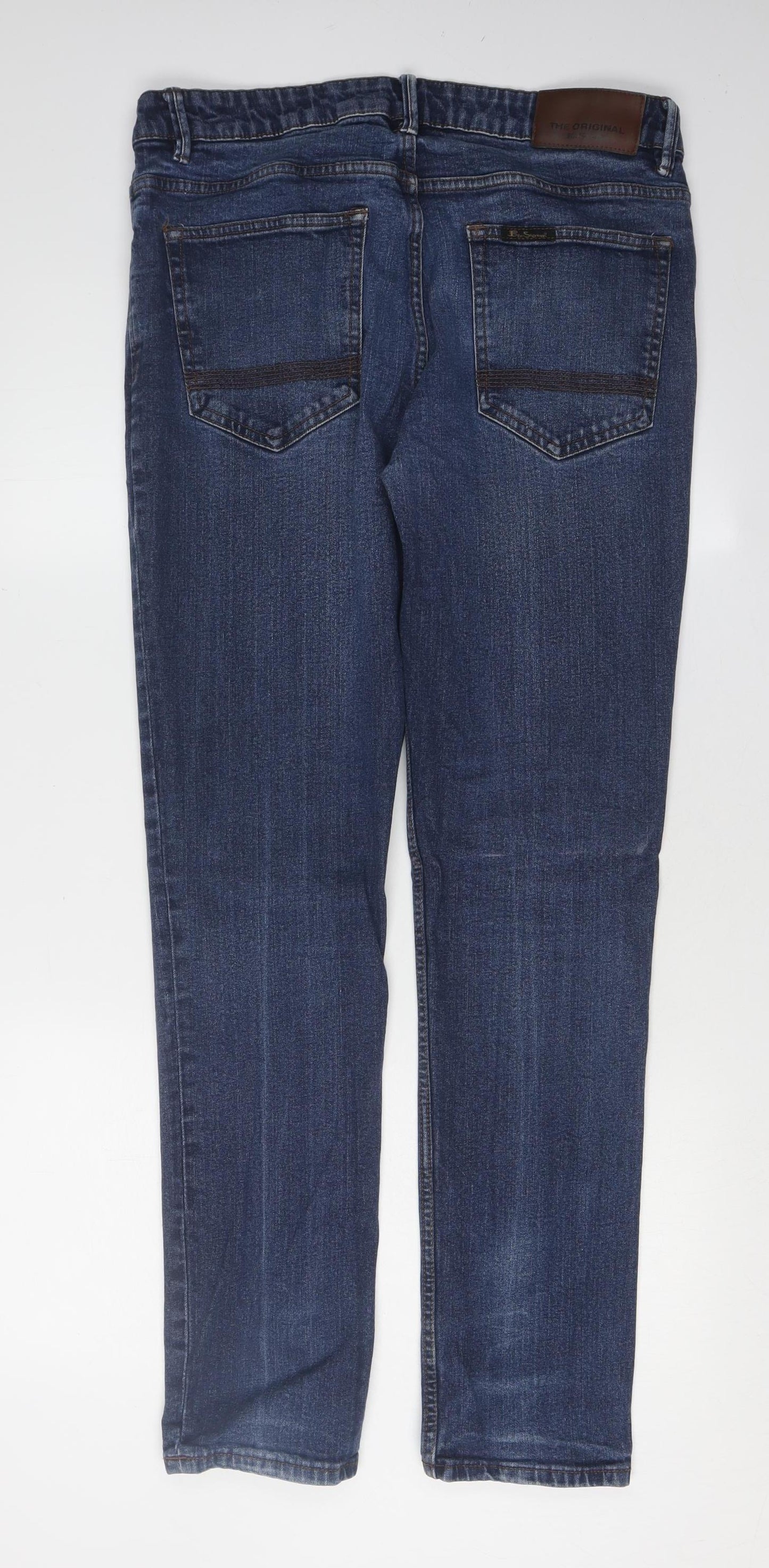 Ben Sherman Men's Blue Straight Fit Jeans, Size 36, Dark Wash