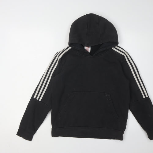 Adidas Boys Black Hoodie, 13-14 Years, Striped Pullover