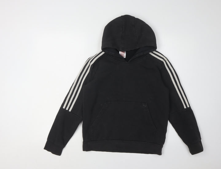 Adidas Boys Black Hoodie, 13-14 Years, Striped Pullover