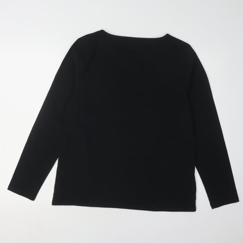 Laura Ashley Women's Black Rhinestone Long Sleeve Top