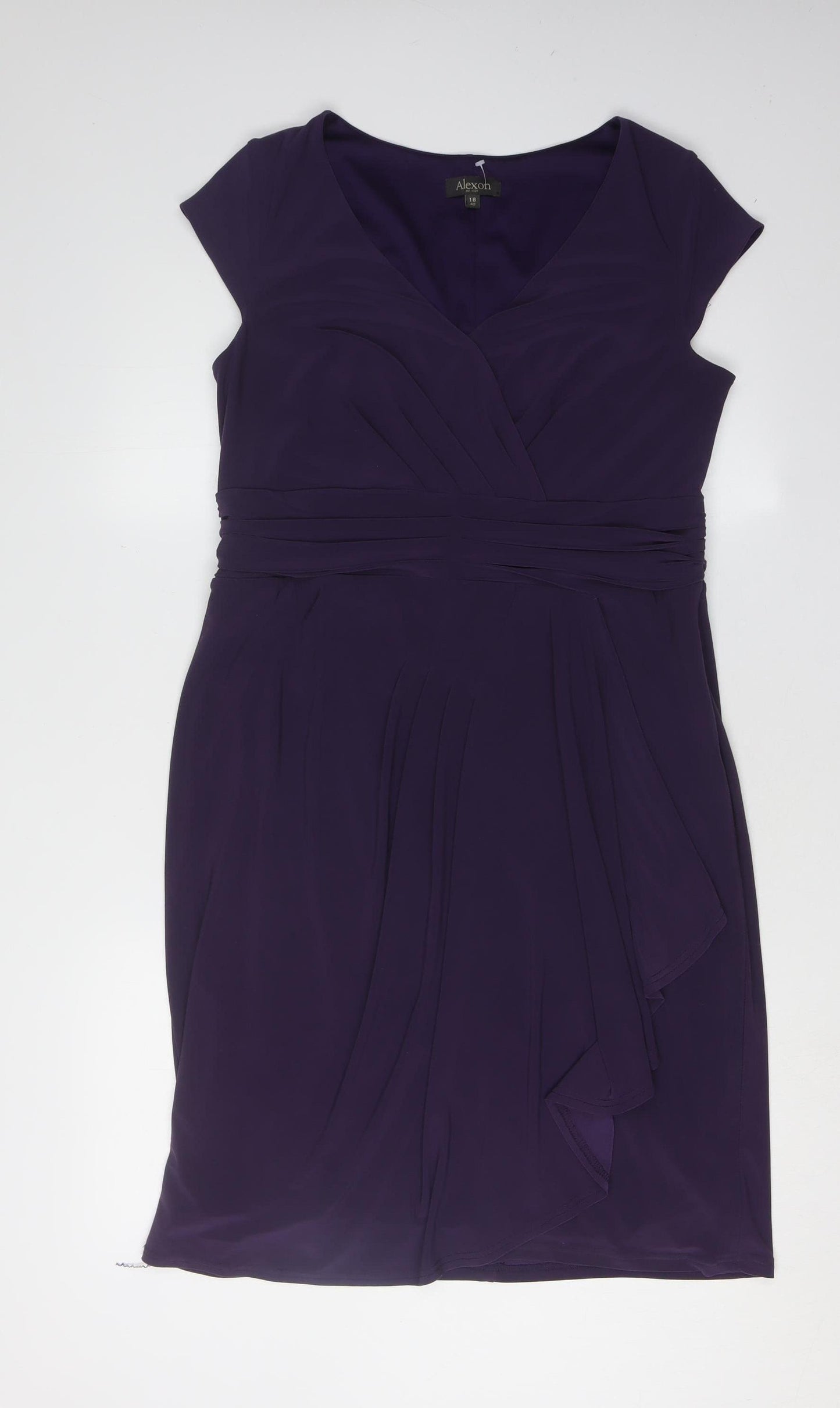 Alexon Women's Purple V-Neck Dress, Size 16
