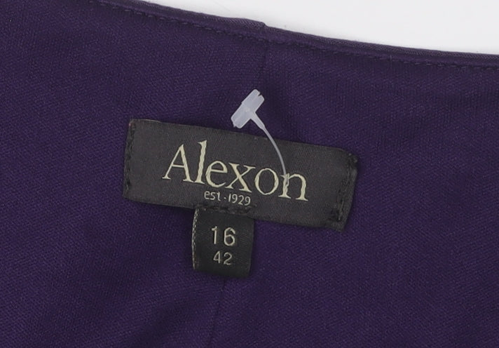 Alexon Women's Purple V-Neck Dress, Size 16