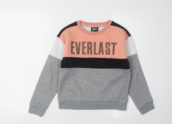 Everlast Girls Pink Grey Colourblock Sweatshirt 9-10 Years