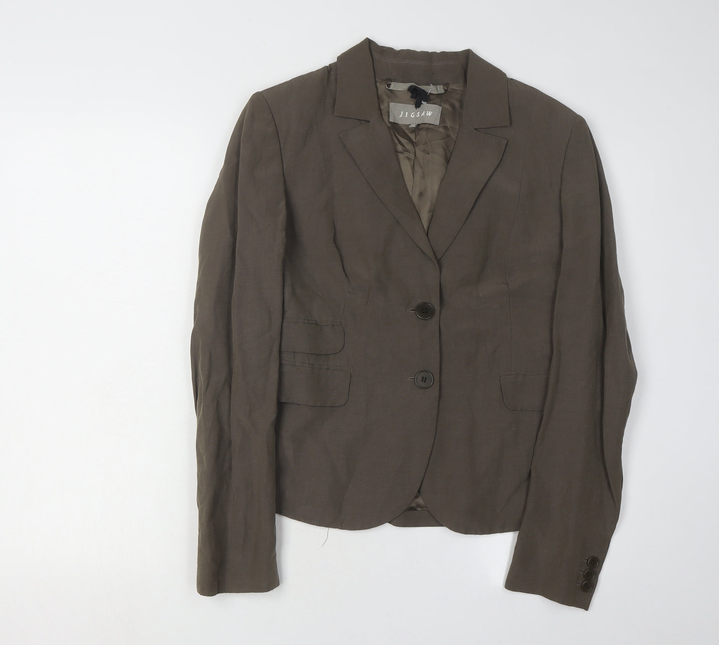 Jigsaw Women's Brown Silk-Linen Blazer, Size 12