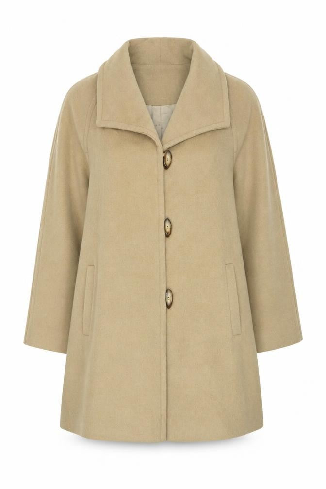 Front view of Windsmoor Women's Beige Coat, size 12, Lined Wool Blend