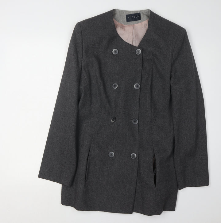 Alexon Women's Grey Wool Double-Breasted Suit Jacket